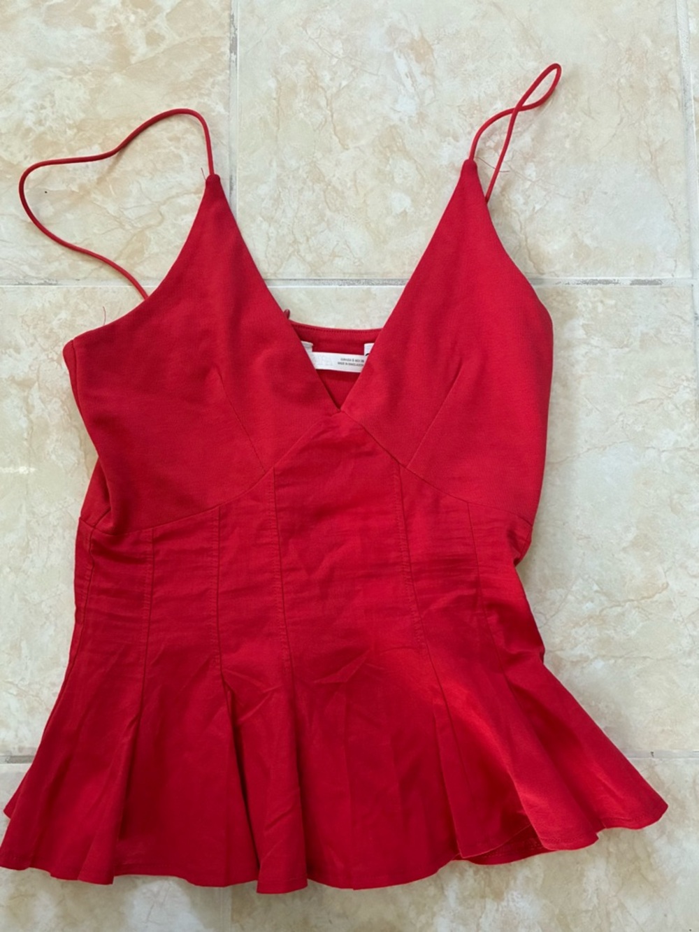 NEW Zara Red Spaghetti-Strap Peplum Camisole